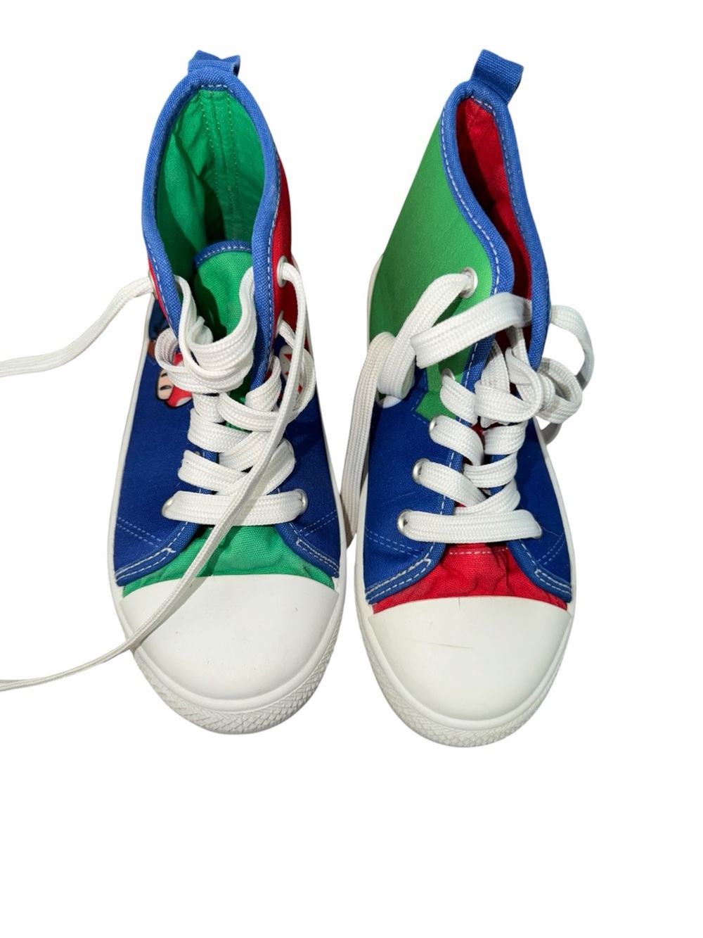 Super Mario Bros Nintendo High Top Sneakers Kids Size 13 Red Blue Green
